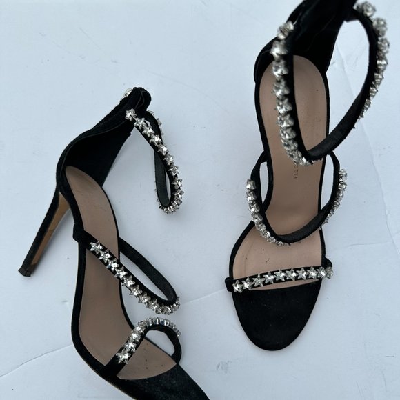 Giuseppe Zanotti Harmony Cometa Sandals Black Suede Star Crystal Studs Eu 38.5 - Picture 4 of 14